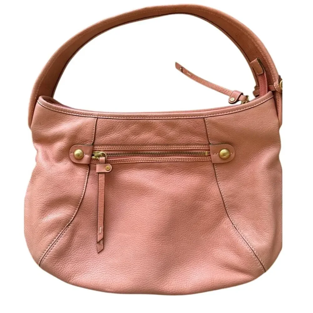 Vintage Liz Claiborne Coral Peach Pebbled Leather Y2K Hobo Shoulder Bag